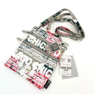 Robin Ruth Chicago Canvas Purse Floral Neck Wallet Crossbody Bag Love